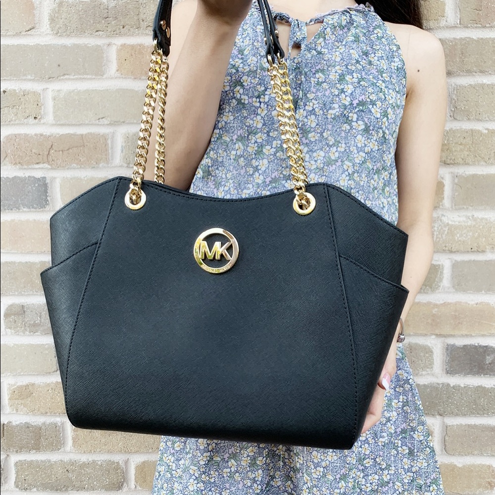 Michael Kors Large chain tote Black Wallet Bundle - Picture 4 of 8